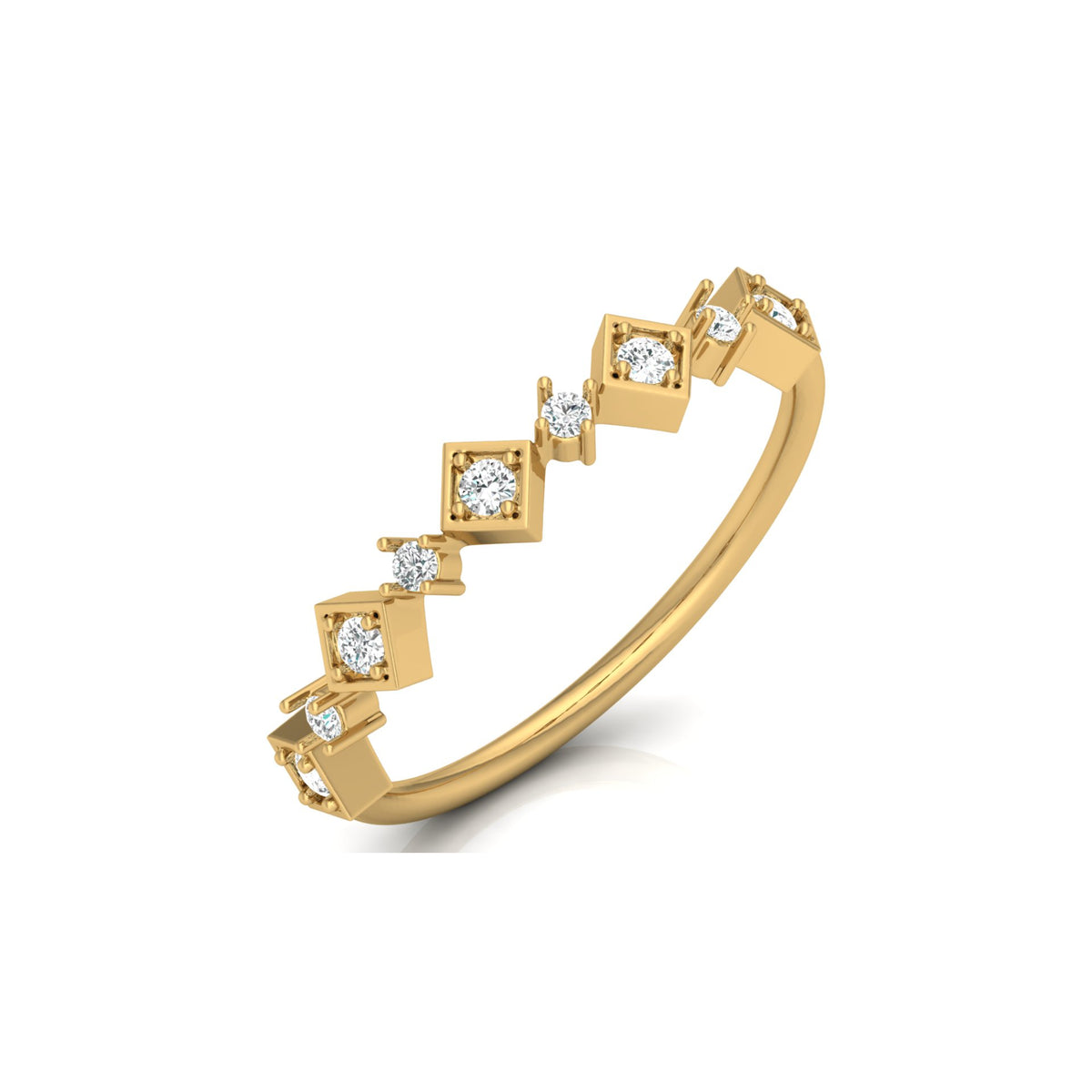 Contemporary geometric diamond ring for women