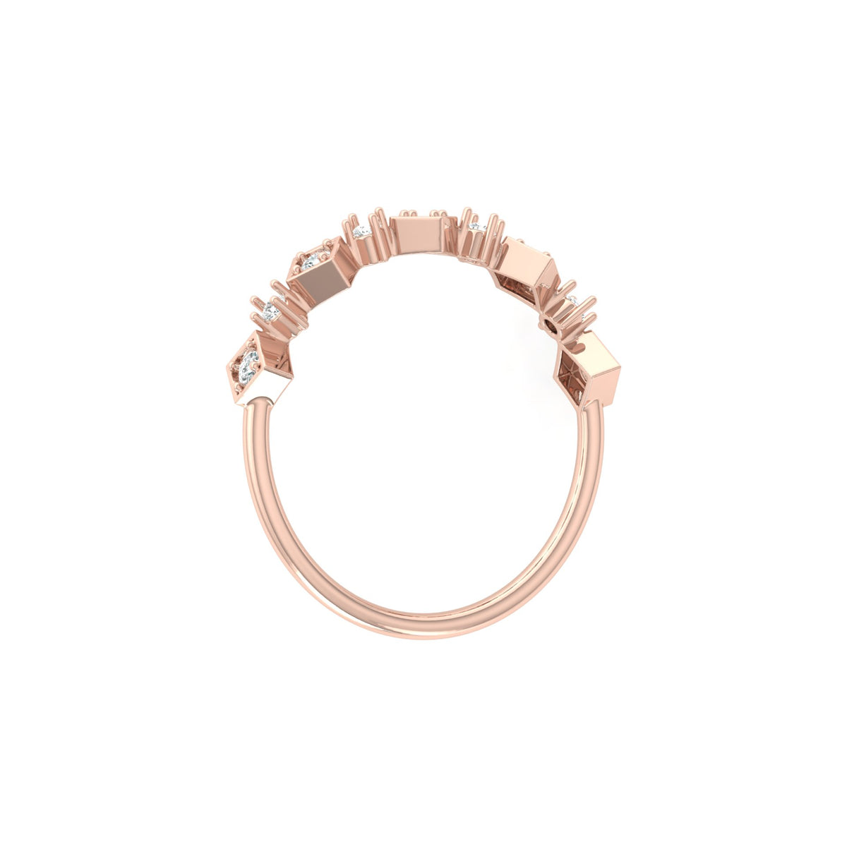 Rose gold stackable ring with round diamond details
