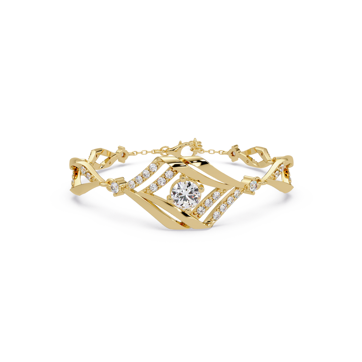 Geometric Wave Lab Diamond Statement Bracelet - HIGHCARAT DIAMONDS