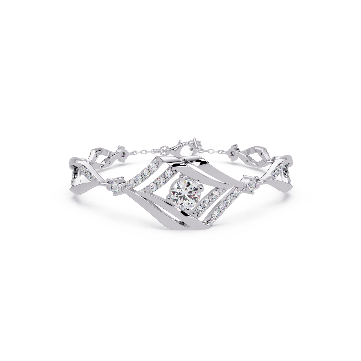 Geometric Wave Lab Diamond Statement Bracelet - HIGHCARAT DIAMONDS