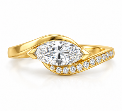 1.65 Ct Marquise Cut Lab Grown Diamond Bypass Ring