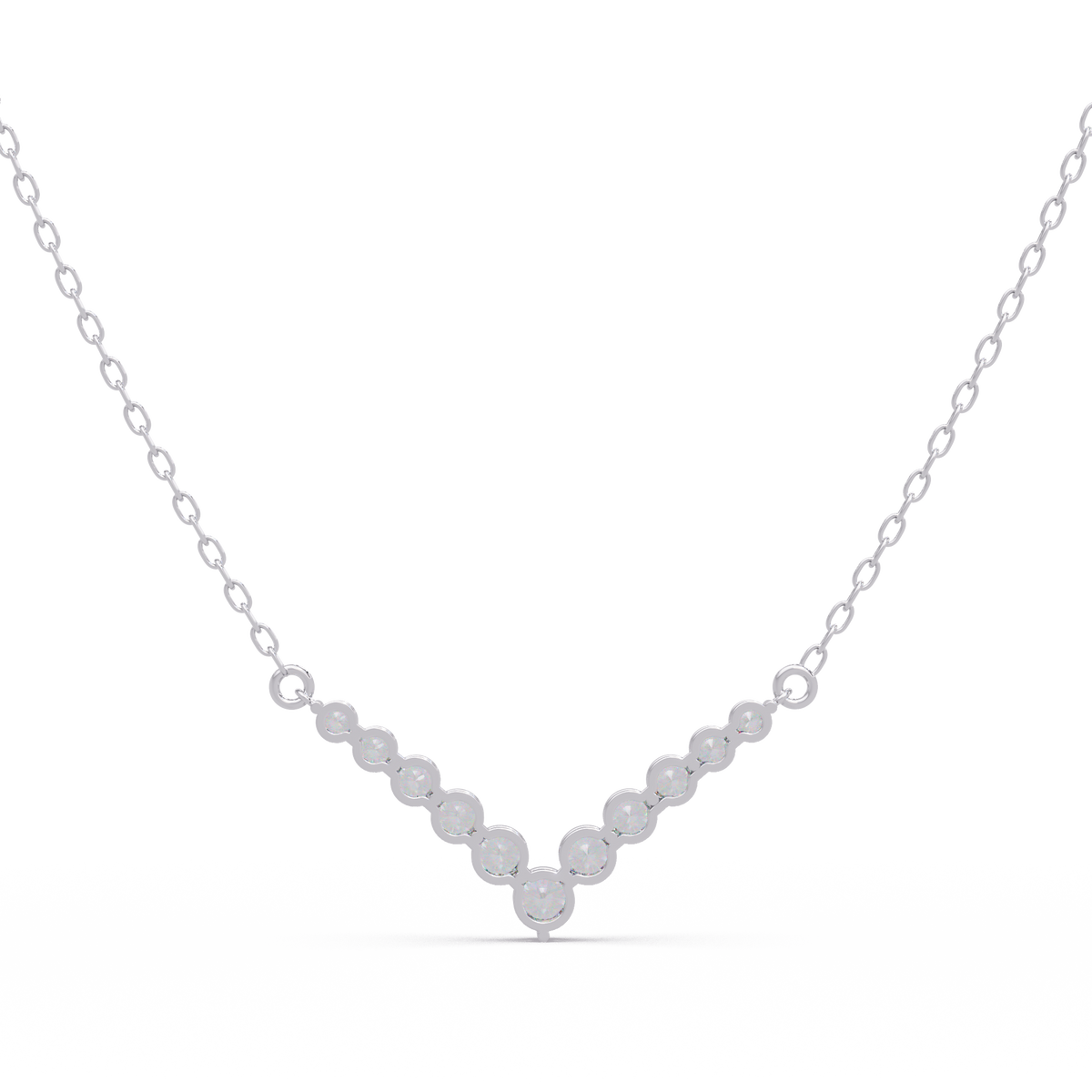 Graduated Round Lab-Grown Diamond V-Shape Necklace in Rose Gold - HIGHCARAT DIAMONDS
