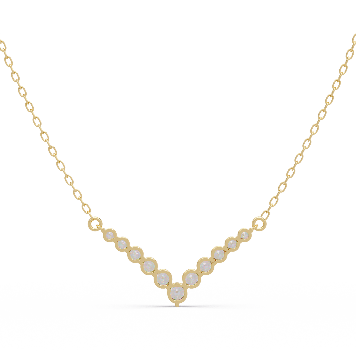 Graduated Round Lab-Grown Diamond V-Shape Necklace in Rose Gold - HIGHCARAT DIAMONDS
