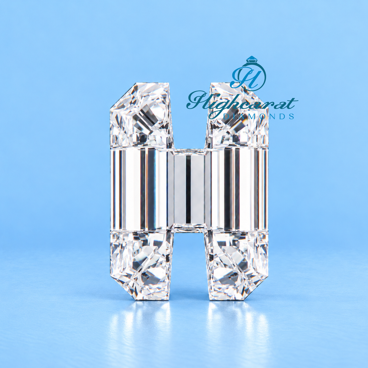 H letter shape lab grown diamond front view