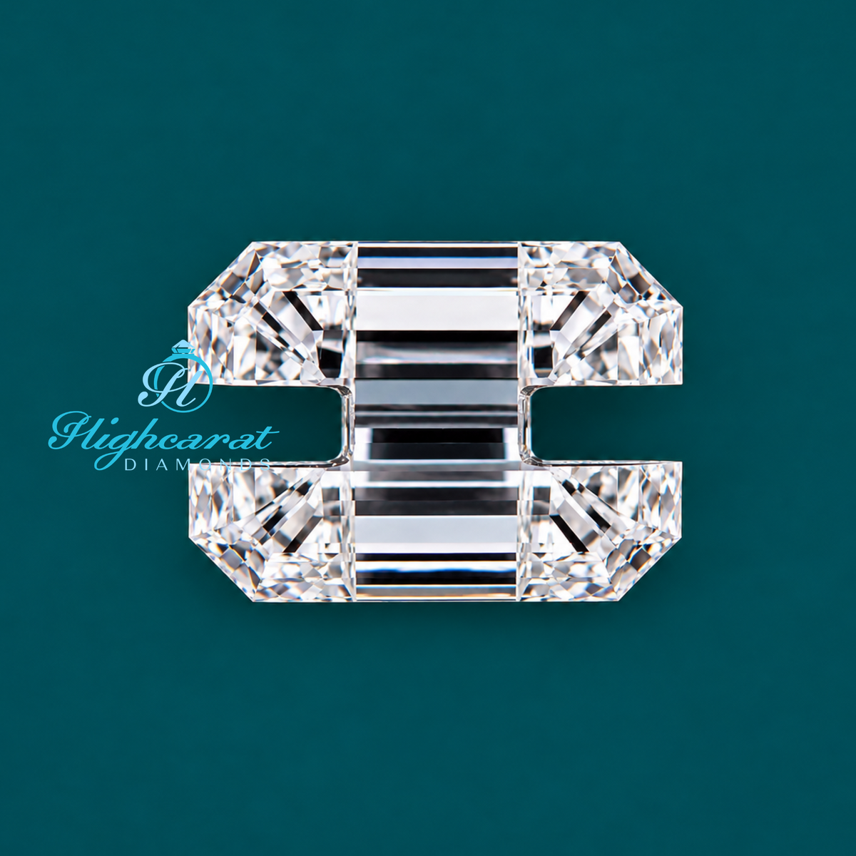 Lab grown H letter diamond top view with facet details