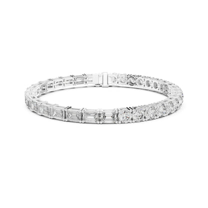 Vintage 13.24 CT Emerald Or Round Cut White Colorless Diamond Prong Set Minimalist Stacking Party Wear Tennis Bracelet For Her - HIGHCARAT DIAMONDS