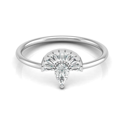 Half Fan Pear and Baguette Diamond Ring - HIGHCARAT DIAMONDS