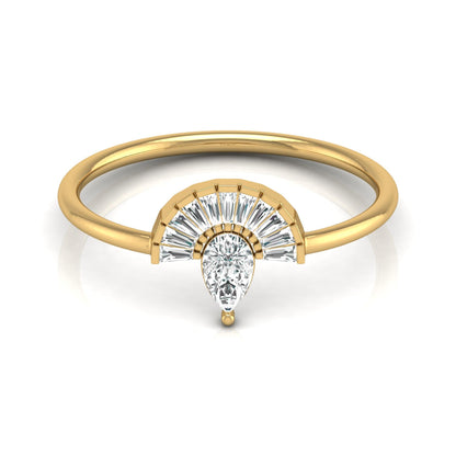Half Fan Pear and Baguette Diamond Ring - HIGHCARAT DIAMONDS