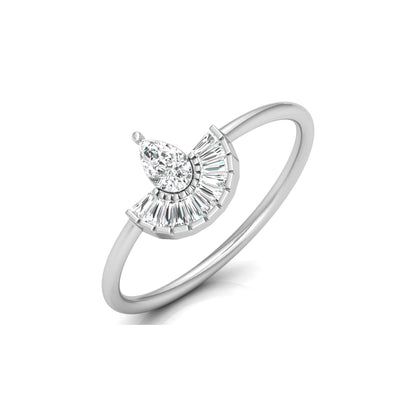 Half Fan Pear and Baguette Diamond Ring - HIGHCARAT DIAMONDS