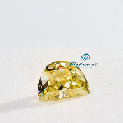 Loose Yellow Lab-Grown Diamond in Half Moon shape