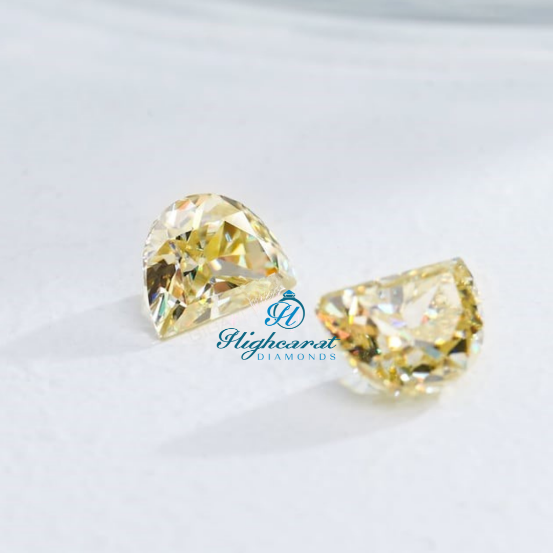 Radiant Half Moon Yellow Diamond with exceptional sparkle
