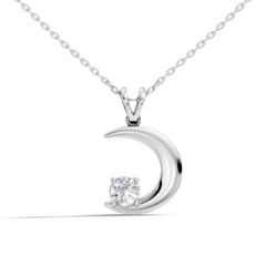 Stunning Handmade Labgrown Diamond Pendant Half Moon Inspired Jewelry In 14K Solid Gold - HIGHCARAT DIAMONDS