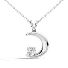 Stunning Handmade Labgrown Diamond Pendant Half Moon Inspired Jewelry In 14K Solid Gold - HIGHCARAT DIAMONDS