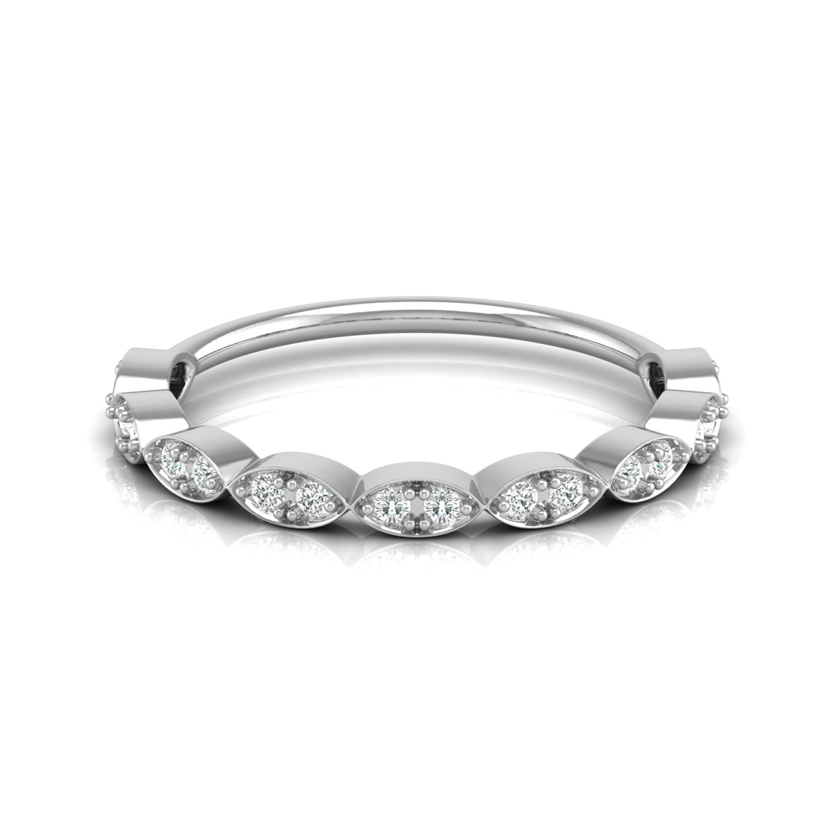 Half Round Eternity Band For Her In 14 KT Gold  Stylish And Lightweight Jewelry - HIGHCARAT DIAMONDS