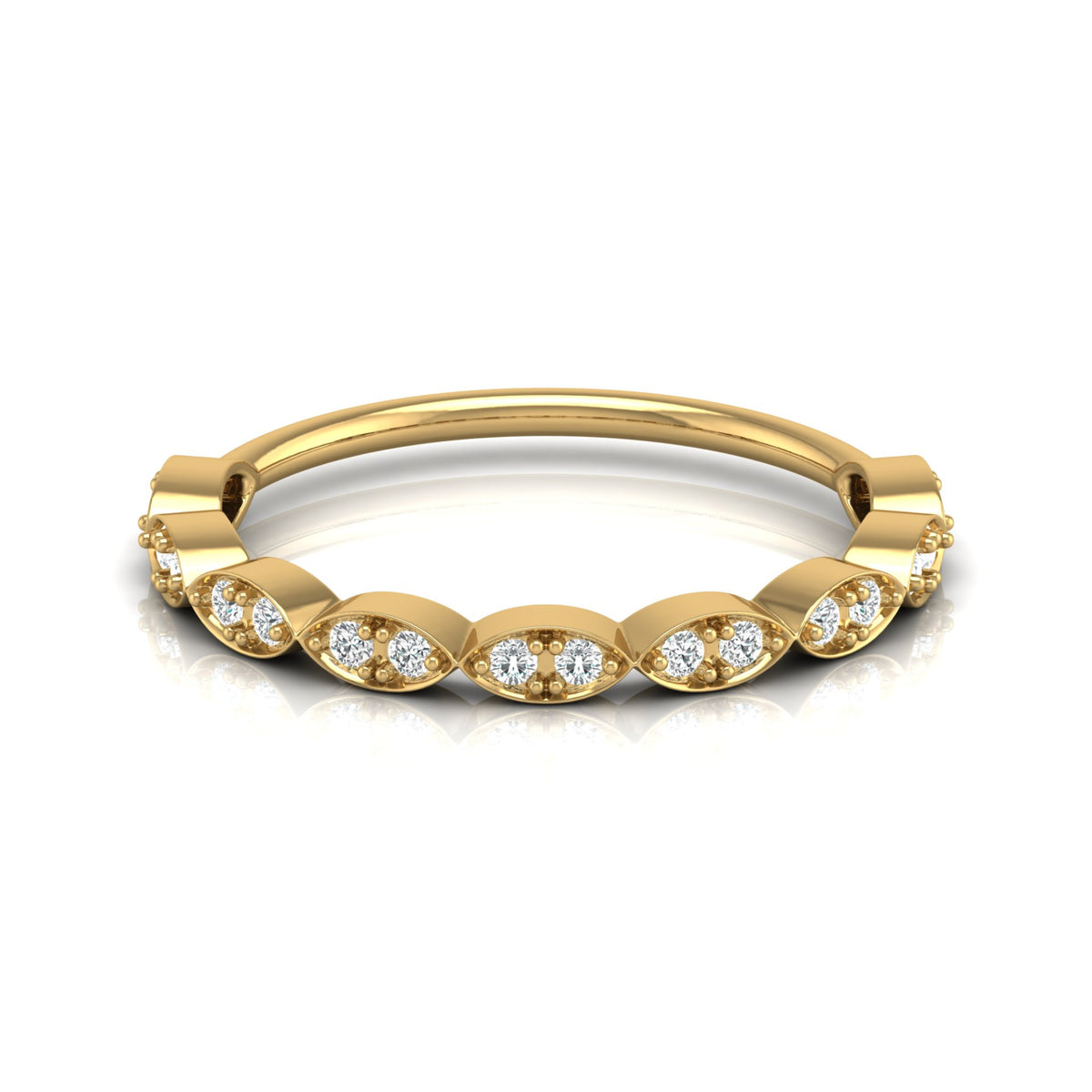 Half Round Eternity Band For Her In 14 KT Gold  Stylish And Lightweight Jewelry - HIGHCARAT DIAMONDS