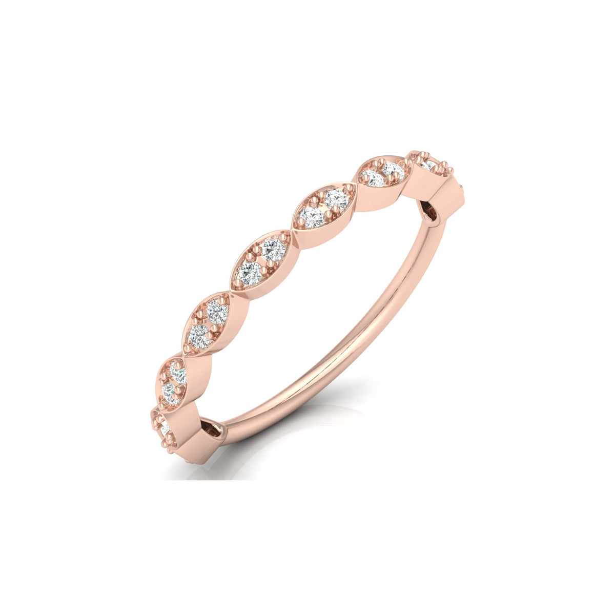 Half Round Eternity Band For Her In 14 KT Gold  Stylish And Lightweight Jewelry - HIGHCARAT DIAMONDS