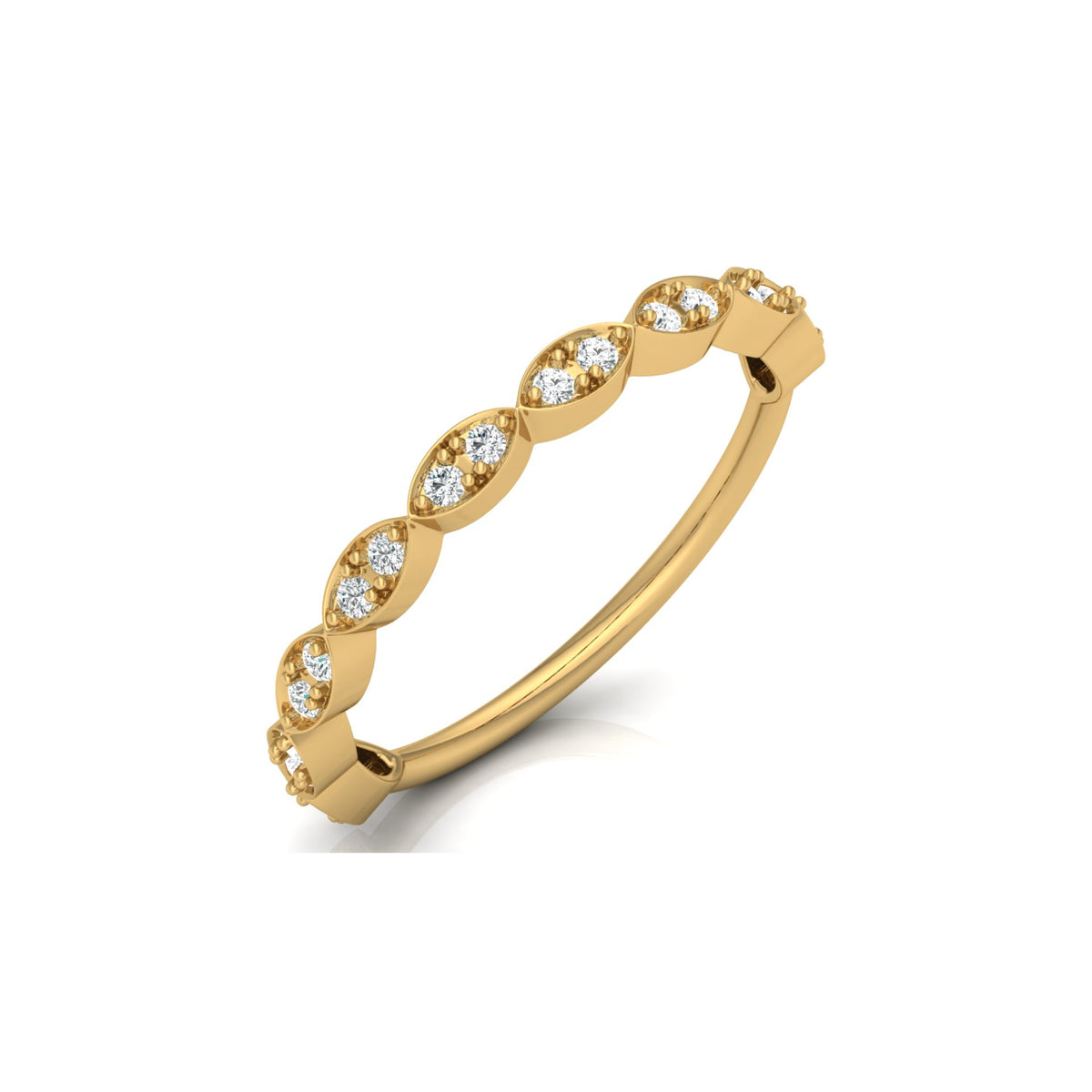 Half Round Eternity Band For Her In 14 KT Gold  Stylish And Lightweight Jewelry - HIGHCARAT DIAMONDS