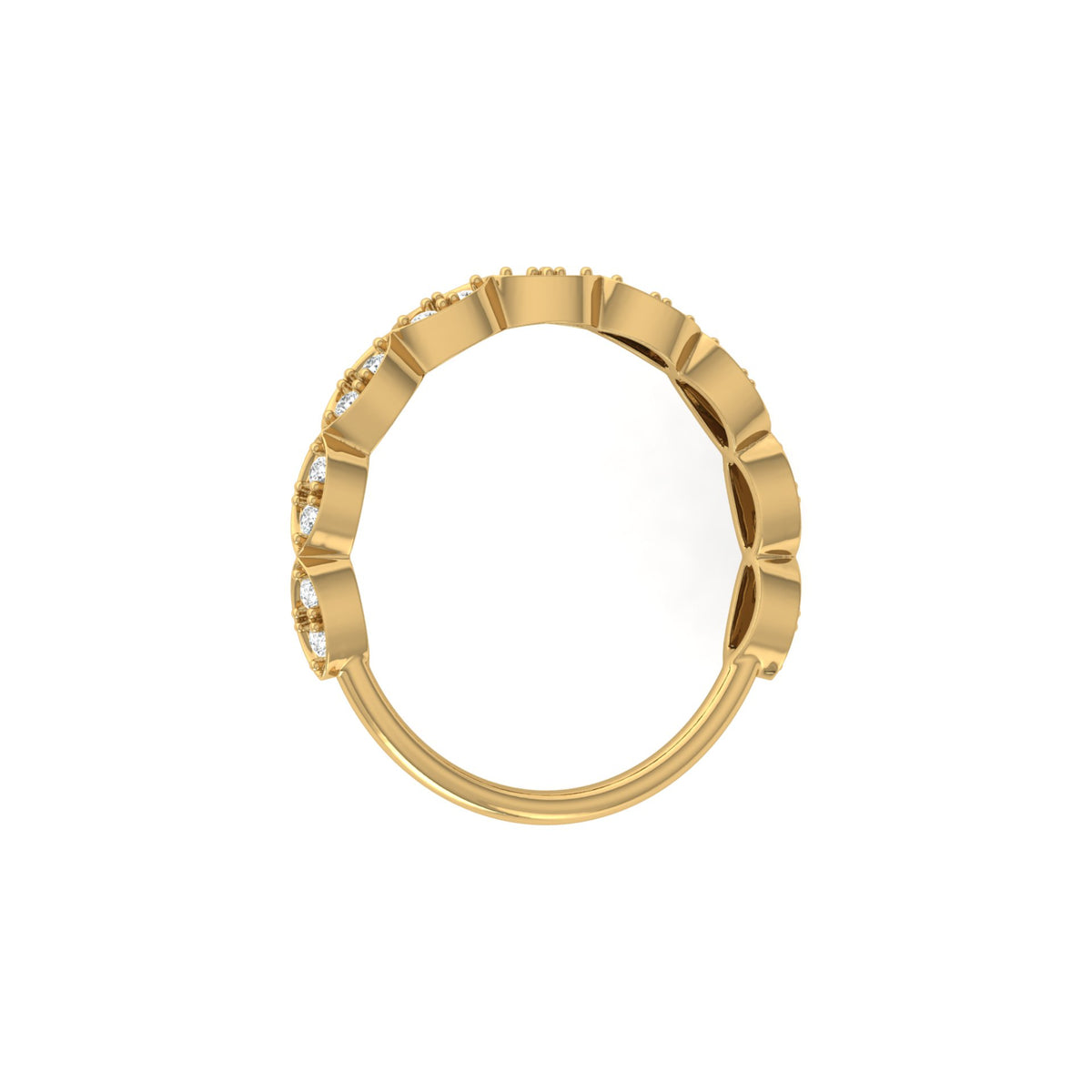 Half Round Eternity Band For Her In 14 KT Gold  Stylish And Lightweight Jewelry - HIGHCARAT DIAMONDS