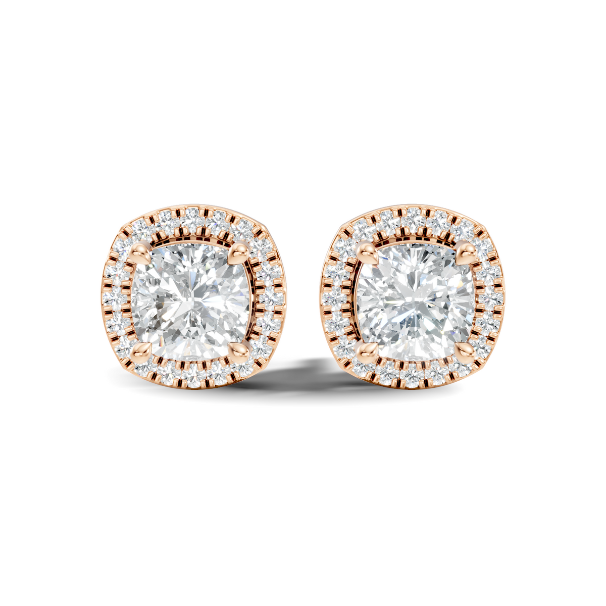 10k Solid Gold Stunning Cushion Square & Round Shape Studs Lab Grown Diamond Earrings For Women - HIGHCARAT DIAMONDS