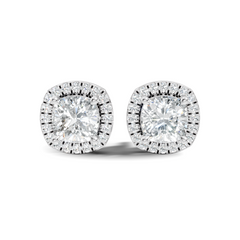 10k Solid Gold Stunning Cushion Square & Round Shape Studs Lab Grown Diamond Earrings For Women - HIGHCARAT DIAMONDS