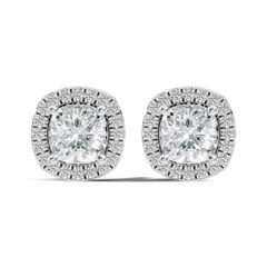10k Solid Gold Stunning Cushion Square & Round Shape Studs Lab Grown Diamond Earrings For Women - HIGHCARAT DIAMONDS
