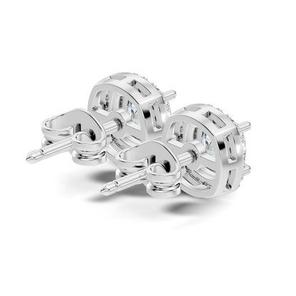10k Solid Gold Stunning Cushion Square & Round Shape Studs Lab Grown Diamond Earrings For Women - HIGHCARAT DIAMONDS