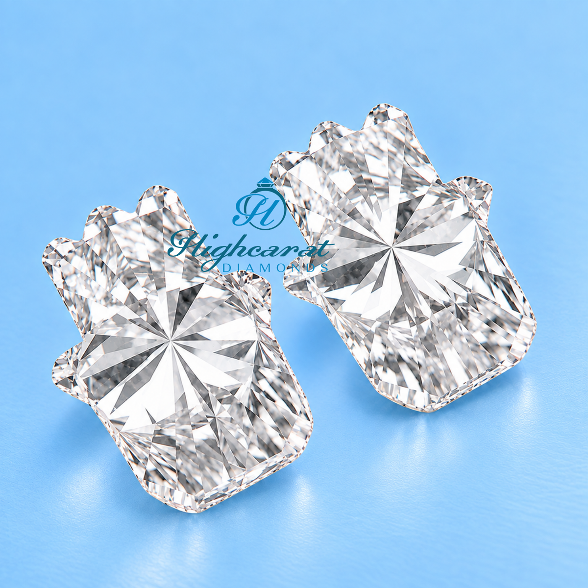 Close-up of Hamsa hand loose cut diamond