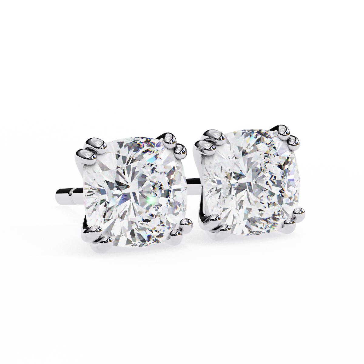 Handcrafted Cushion Cut White Colorless Diamond Perfect Statement Cluster Daily Wear Stud Earring - HIGHCARAT DIAMONDS
