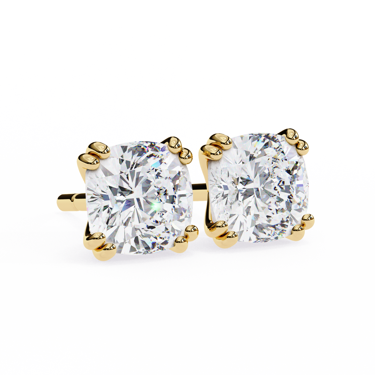 Handcrafted Cushion Cut White Colorless Diamond Perfect Statement Cluster Daily Wear Stud Earring - HIGHCARAT DIAMONDS