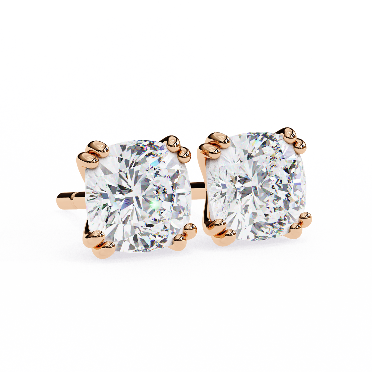 Handcrafted Cushion Cut White Colorless Diamond Perfect Statement Cluster Daily Wear Stud Earring - HIGHCARAT DIAMONDS