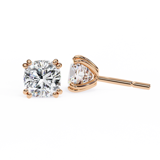 Colorless Cushion Diamond Earrings Angled Perspective