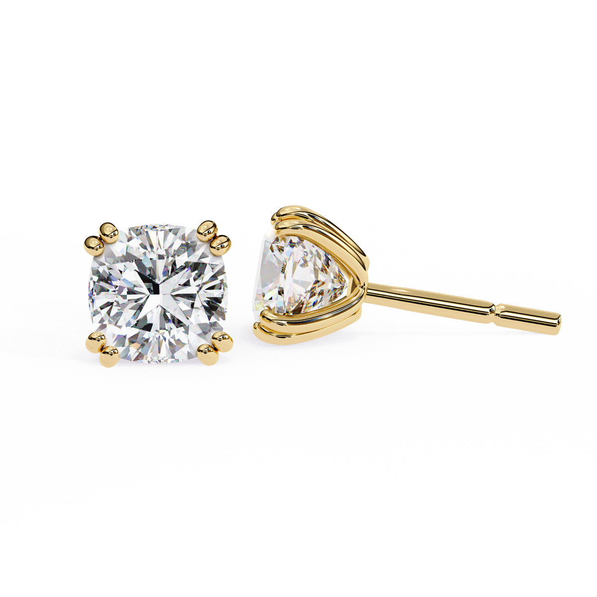 Handcrafted Cushion Cut White Colorless Diamond Perfect Statement Cluster Daily Wear Stud Earring - HIGHCARAT DIAMONDS