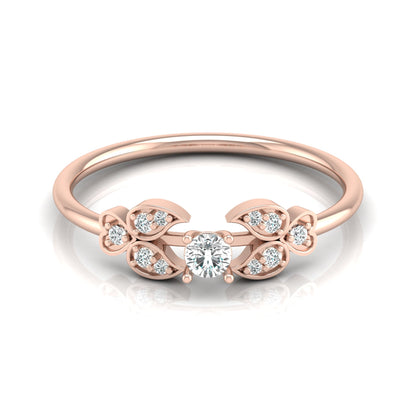 Handcrafted Floral Round Diamond 14K Gold Ring with Real Diamonds Timeless Charm - HIGHCARAT DIAMONDS