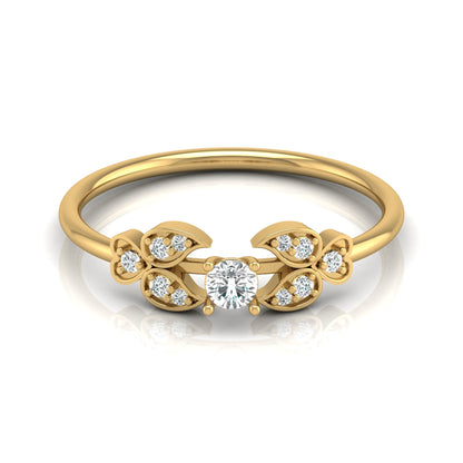 Handcrafted Floral Round Diamond 14K Gold Ring with Real Diamonds Timeless Charm - HIGHCARAT DIAMONDS