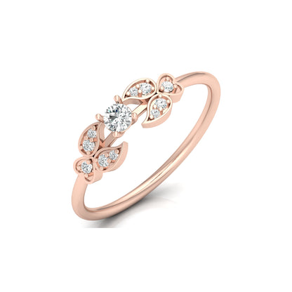 Handcrafted Floral Round Diamond 14K Gold Ring with Real Diamonds Timeless Charm - HIGHCARAT DIAMONDS
