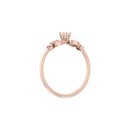 Handcrafted Floral Round Diamond 14K Gold Ring with Real Diamonds Timeless Charm - HIGHCARAT DIAMONDS