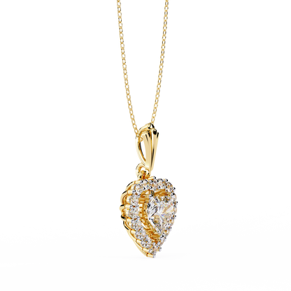 Minimal white gold chain with heart shaped lab diamond pendant