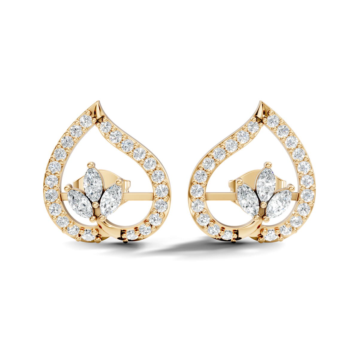 Marquise & Round Shape Natural & Lab Grown Diamond Stunning Earrings For Girl - HIGHCARAT DIAMONDS
