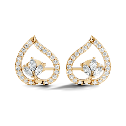 Marquise & Round Shape Natural & Lab Grown Diamond Stunning Earrings For Girl - HIGHCARAT DIAMONDS