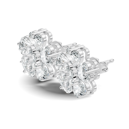Heart & Round Cut Flower Shape Lab Grown Diamond Earring - HIGHCARAT DIAMONDS