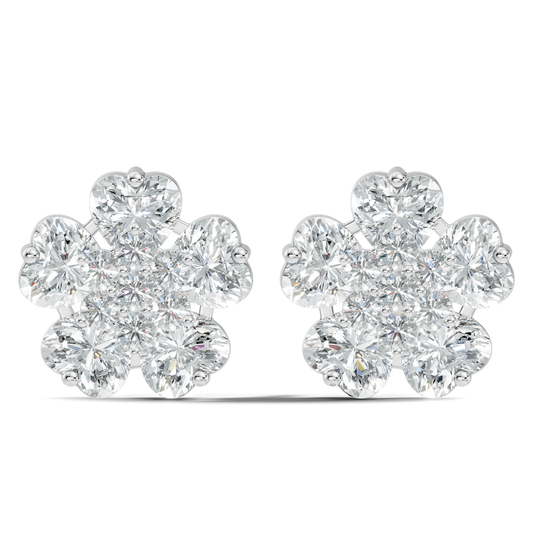 Heart & Round Cut Flower Shape Lab Grown Diamond Earring - HIGHCARAT DIAMONDS