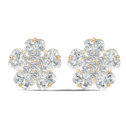 Heart & Round Cut Flower Shape Lab Grown Diamond Earring - HIGHCARAT DIAMONDS