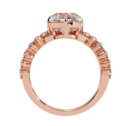 Heart & Round Cut Lab Grown Diamond Shank Ring - HIGHCARAT DIAMONDS