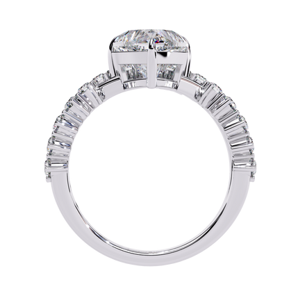 Heart & Round Cut Lab Grown Diamond Shank Ring - HIGHCARAT DIAMONDS