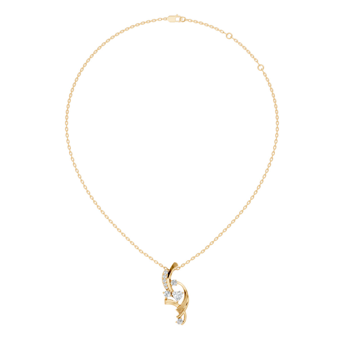 14K Solid Gold Heart Cut Diamond Pendant Round Handcrafted Necklace Gift For Her - HIGHCARAT DIAMONDS