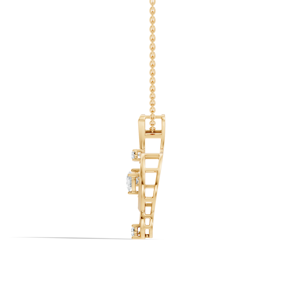 14K Solid Gold Heart Cut Diamond Pendant Round Handcrafted Necklace Gift For Her - HIGHCARAT DIAMONDS