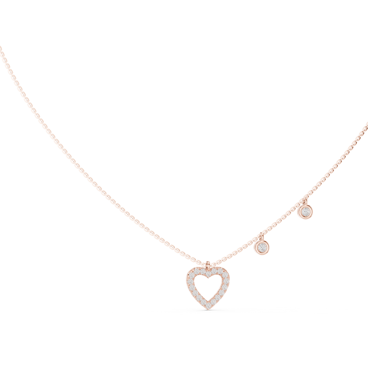 Heart Shape Round Cut Natural & Lab Grown Diamond 14k Rose Gold  Very Sparkle  Classic Necklace For Her - HIGHCARAT DIAMONDS
