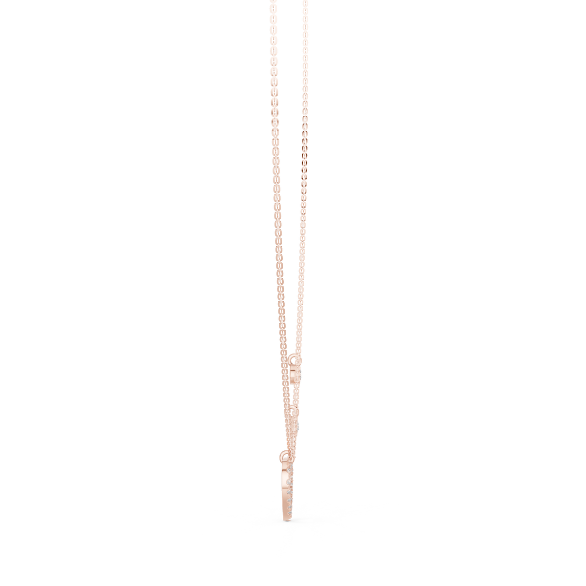 Heart Shape Round Cut Natural & Lab Grown Diamond 14k Rose Gold  Very Sparkle  Classic Necklace For Her - HIGHCARAT DIAMONDS