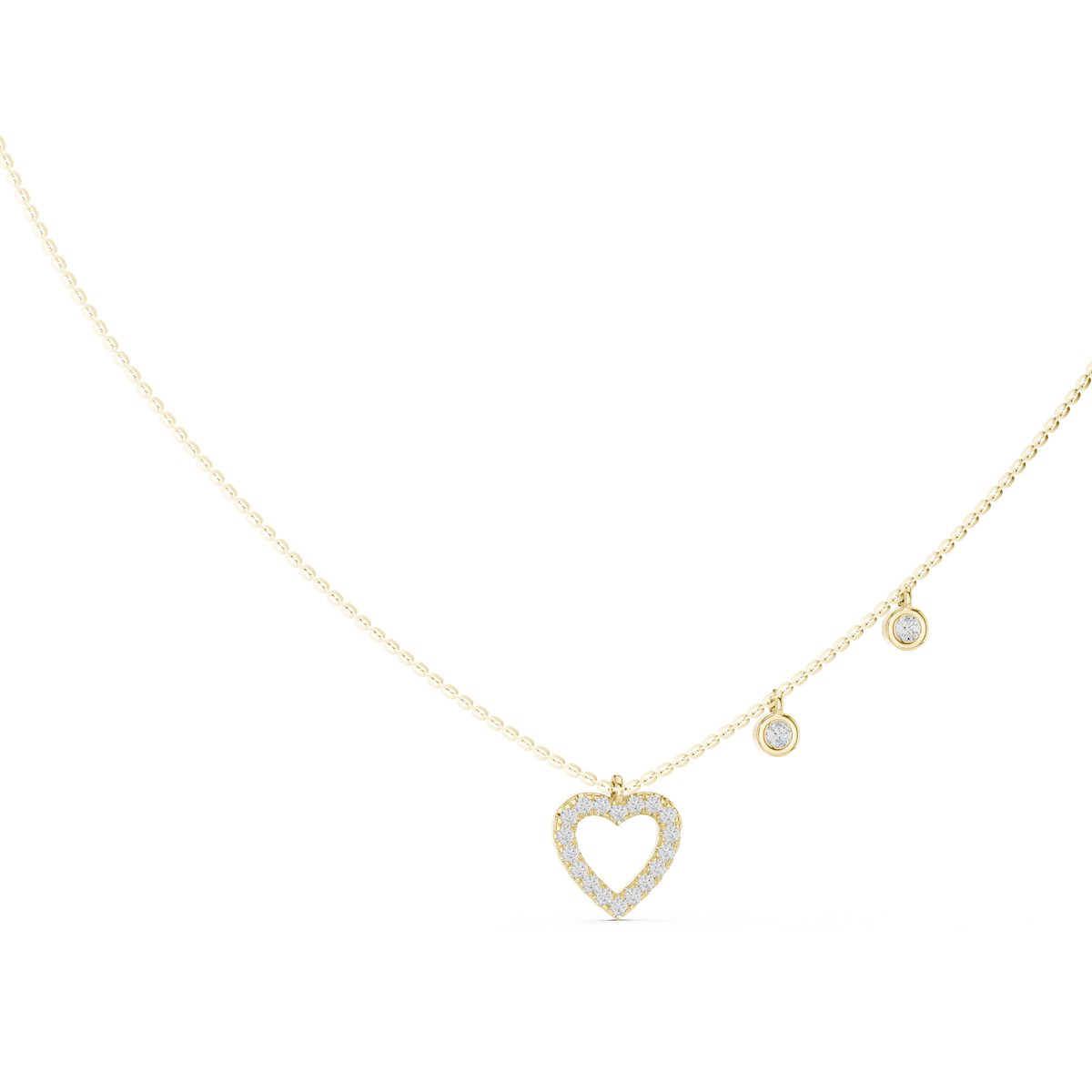 Heart Shape Round Cut Natural & Lab Grown Diamond 14k Rose Gold  Very Sparkle  Classic Necklace For Her - HIGHCARAT DIAMONDS