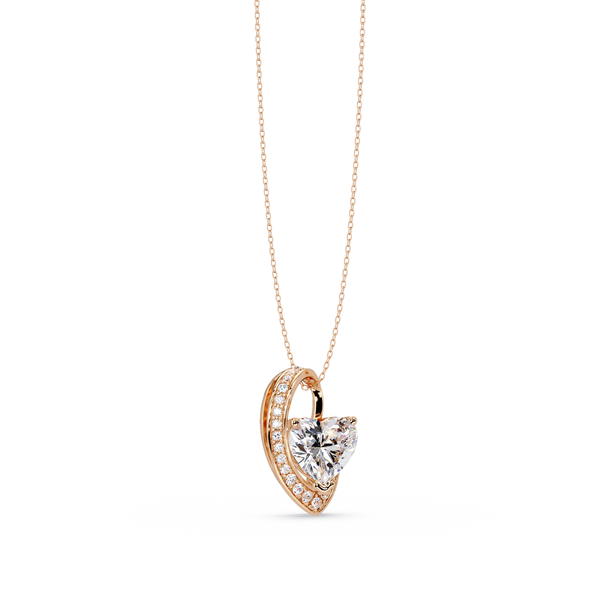 Heart Shape Lab Grown Diamond Open Curve Pendant - HIGHCARAT DIAMONDS
